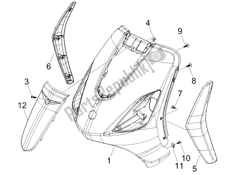 Toutes les pièces pour le Bouclier Avant du Piaggio ZIP 50 2006