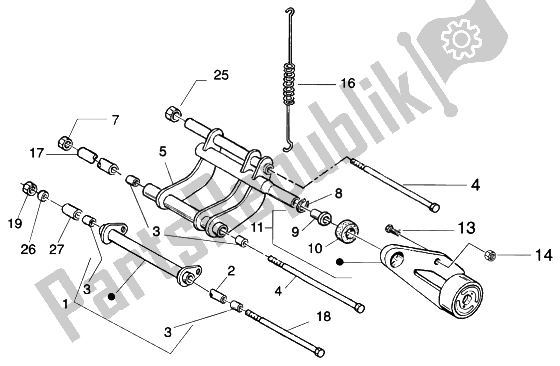 Toutes les pièces pour le Bras Oscillant du Piaggio Beverly 200 2002