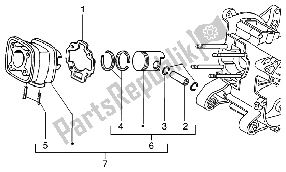 All parts for the Cylinder-piston-wrist Pin, Assy of the Piaggio NRG MC3 DD 50 2002