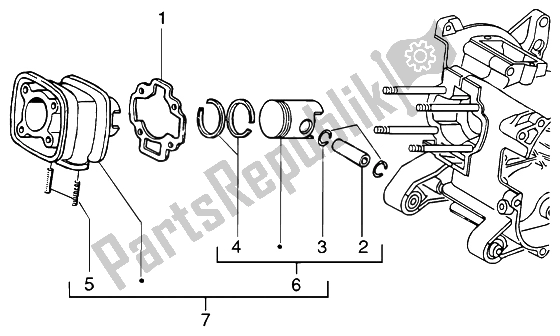 Tutte le parti per il Perno Cilindro-pistone-polso, Completo del Piaggio NRG MC3 DD 50 2002