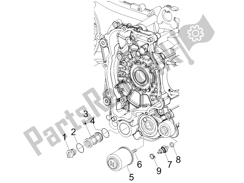 All parts for the Flywheel Magneto Cover - Oil Filter of the Piaggio Liberty 150 4T E3 2008