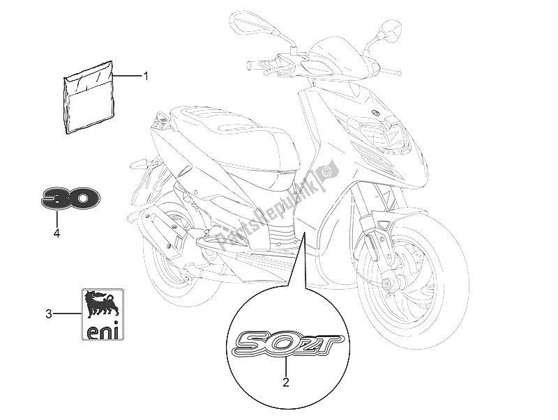 All parts for the Plates - Emblems of the Piaggio Typhoon 50 2T E2 2011