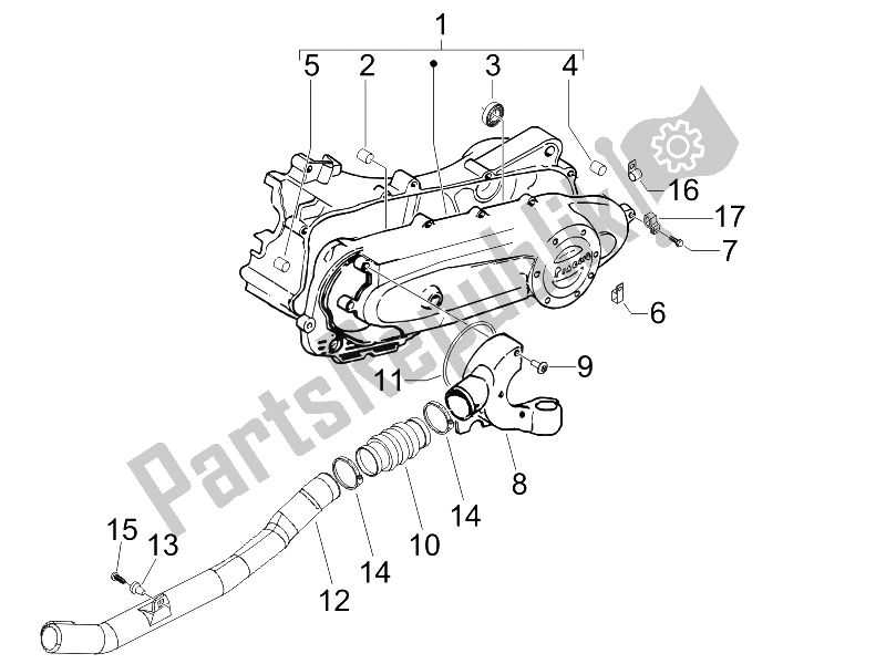 Toutes les pièces pour le Couvercle De Carter - Refroidissement Du Carter du Piaggio FLY 50 4T 2006