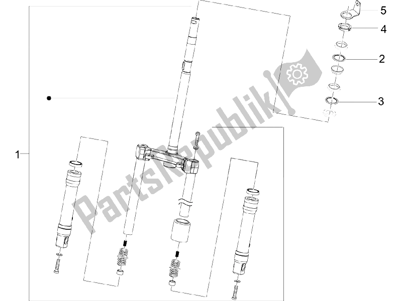 Alle onderdelen voor de Vork / Stuurbuis - Stuurlagereenheid van de Piaggio ZIP 50 4T 2006