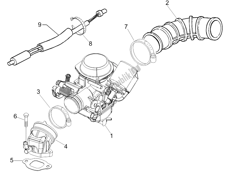 Tutte le parti per il Carburatore, Gruppo - Raccordo del Piaggio Liberty 150 4T Sport E3 2008