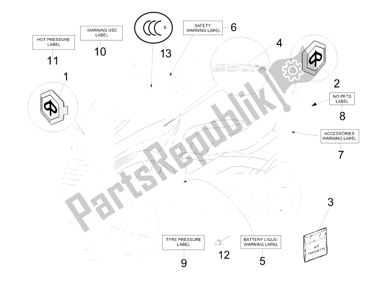 Todas las partes para ??? A ?? De? ?¿una? D? A ?? S?? T ??? A? T ?????? Ta de Piaggio MP3 250 IE MIC USA 2010