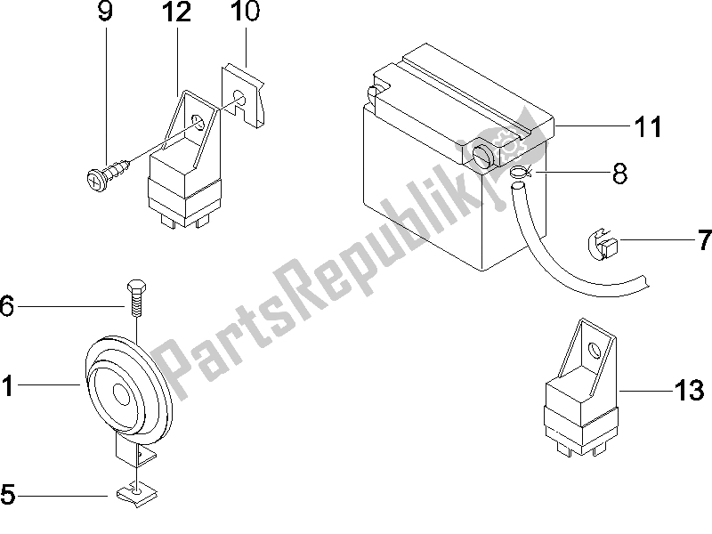 Todas las partes para Interruptores De Control Remoto - Batería - Bocina de Piaggio X8 125 Potenziato 2005