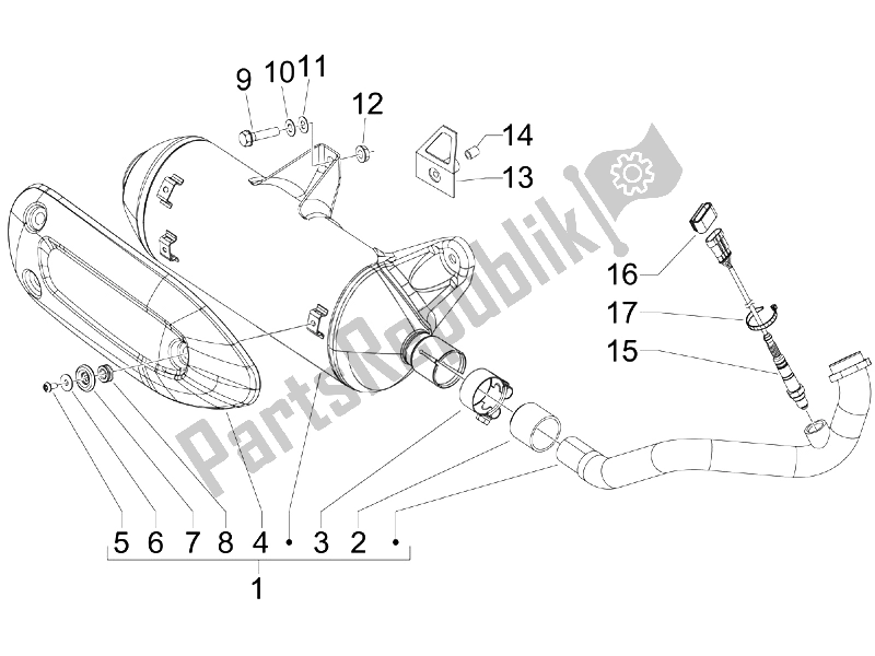 Tutte le parti per il Silenziatore del Piaggio BV 250 USA 2007