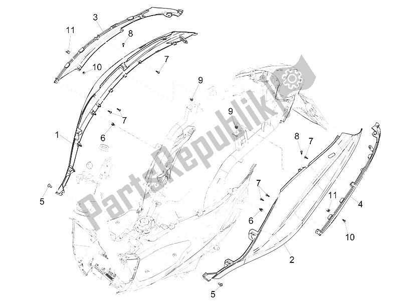Todas las partes para Cubierta Lateral - Alerón de Piaggio Medley 125 4T IE ABS Vietnam 2016