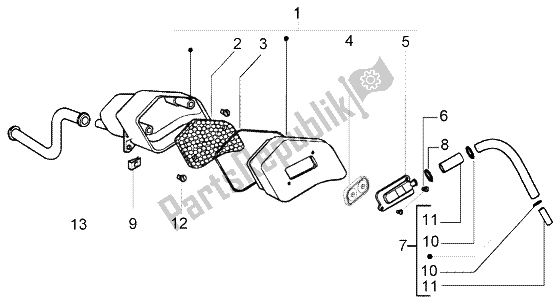 Toutes les pièces pour le Boîte à Air Secondaire du Piaggio Liberty 50 2T RST PTT AU D 2004