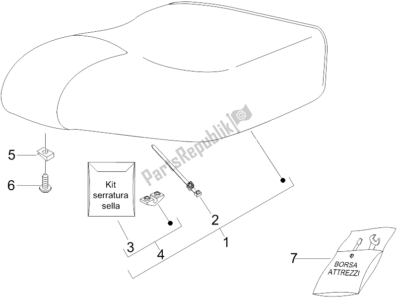 All parts for the Saddle/seats of the Piaggio Liberty 125 4T Sport UK 2006