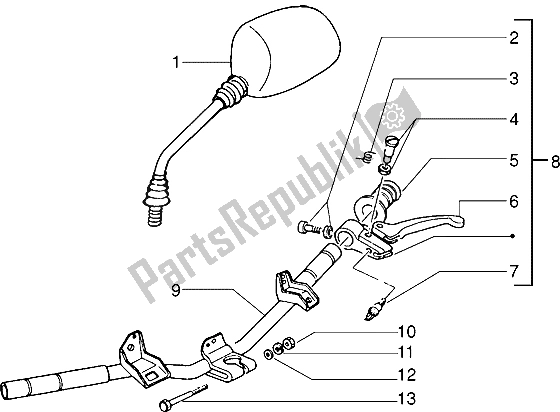 Tutte le parti per il Componenti Manubrio (2) del Piaggio Typhoon 125 XR 2000