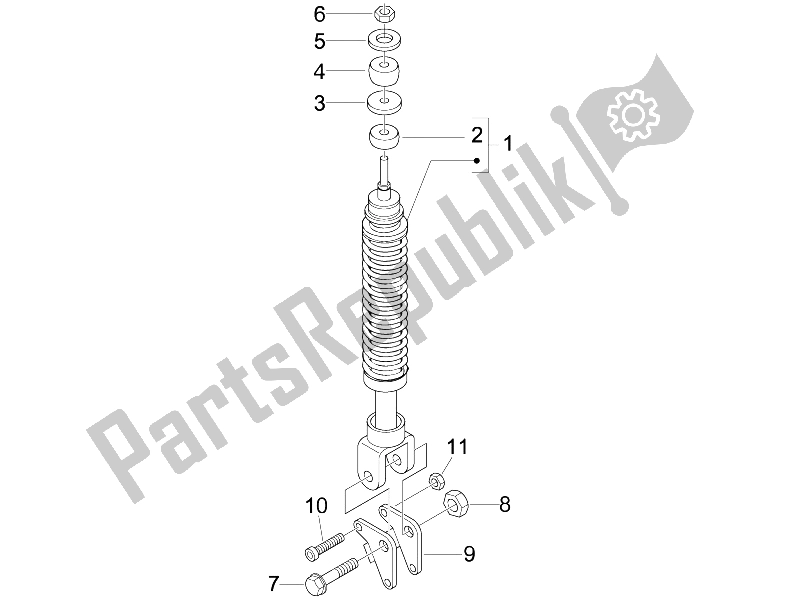 All parts for the Rear Suspension - Shock Absorber/s of the Piaggio FLY 150 4T E3 2008