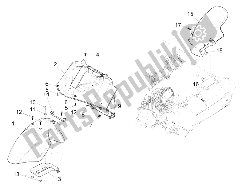 Toutes les pièces pour le Logement De Roue - Garde-boue du Piaggio X 10 350 4T 4V I E E3 2012