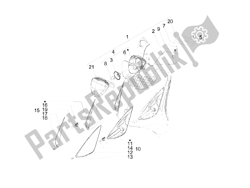 Toutes les pièces pour le Phares Avant - Clignotants du Piaggio ZIP 50 4T 25 KMH 2006