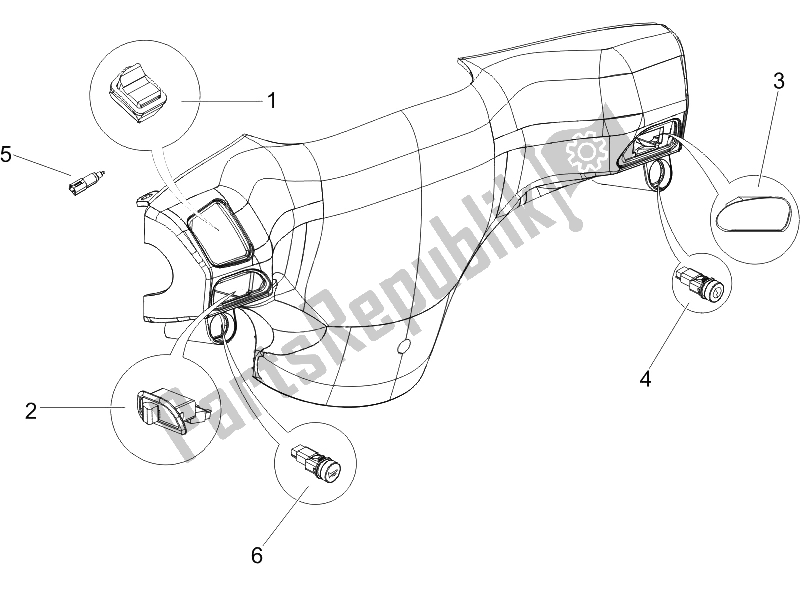 All parts for the Selectors - Switches - Buttons of the Piaggio ZIP 100 4T 2006