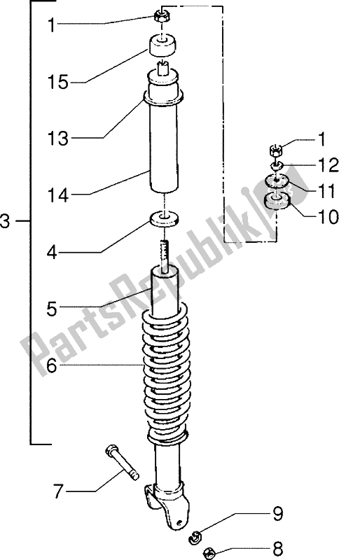 All parts for the Rear Shock Absorber of the Piaggio ZIP SP 50 1996