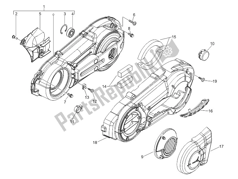 Toutes les pièces pour le Couvercle De Carter - Refroidissement Du Carter du Piaggio MP3 400 IE LT Touring 2011