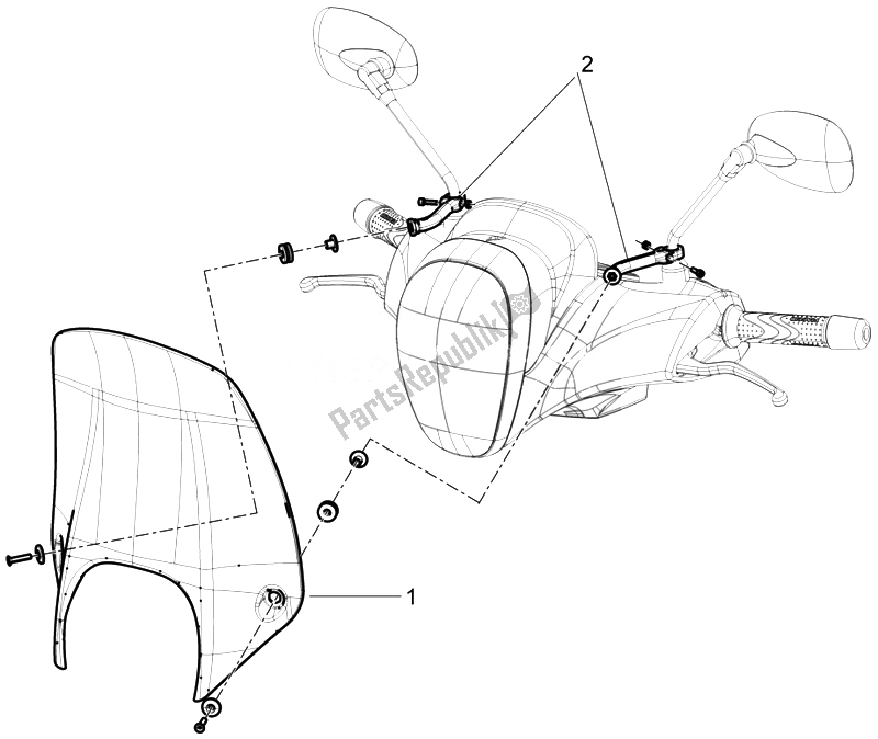 All parts for the Windshield - Glass of the Piaggio Beverly 350 4T 4V IE E3 Sport Touring 2014