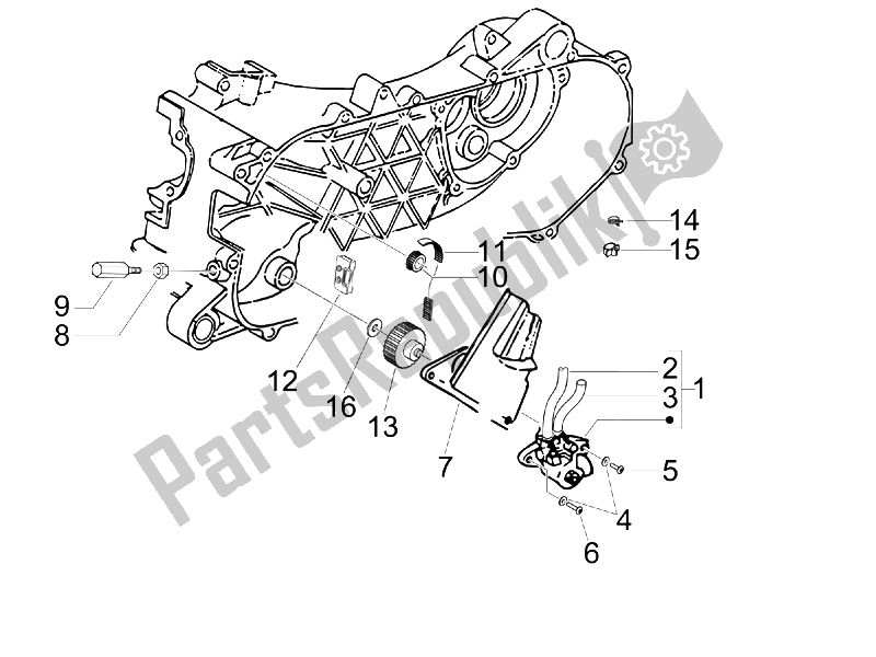 All parts for the Oil Pump of the Piaggio Liberty 50 2T 2008