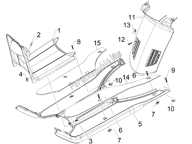 Toutes les pièces pour le Housse Centrale - Repose-pieds du Piaggio NRG Power DD 50 2007