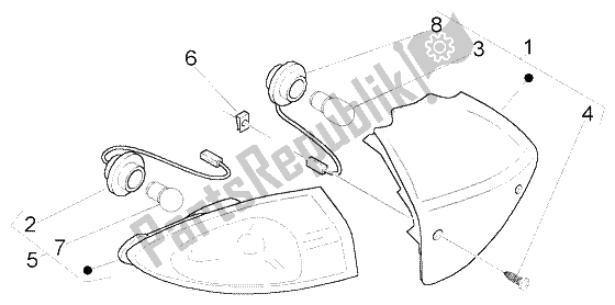 All parts for the Rear Lights of the Piaggio FLY 50 2T 2004