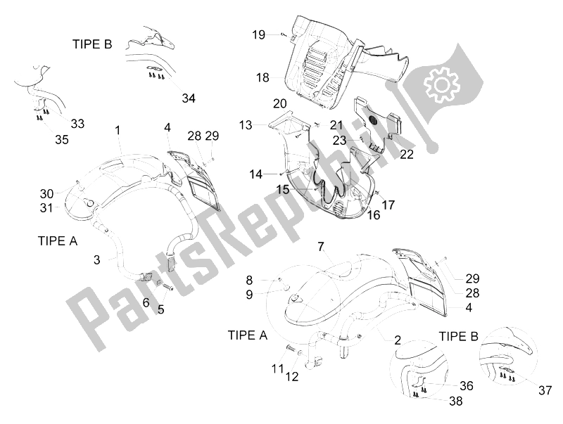 All parts for the Kuipdelen of the Piaggio MP3 400 IE LT Sport 2008