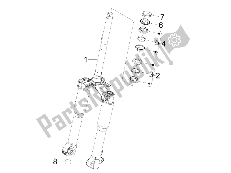 Tutte le parti per il Forcella / Tubo Sterzo - Unità Cuscinetto Sterzo del Piaggio Liberty 125 4T E3 UK 2006