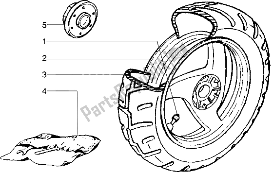 All parts for the Rear Wheel (vehicle With Rear Drum Brake) of the Piaggio NRG MC3 50 2002