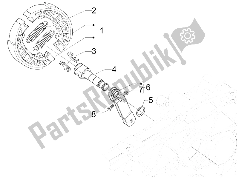 Tutte le parti per il Freno Posteriore - Ganascia Del Freno del Piaggio FLY 50 4T 2V 25 30 KMH 2012