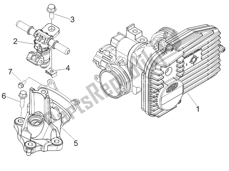 Tutte le parti per il Corpo Farfallato - Iniettore - Raccordo del Piaggio MP3 400 IE LT Touring 2011