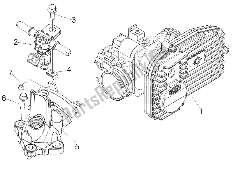 Toutes les pièces pour le Corps De Papillon - Injecteur - Tuyau Union du Piaggio MP3 400 RL Touring 2011