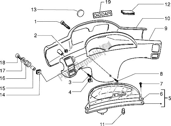 Tutte le parti per il Contachilometri Km. Coprimanubrio del Piaggio ZIP RST 50 1996