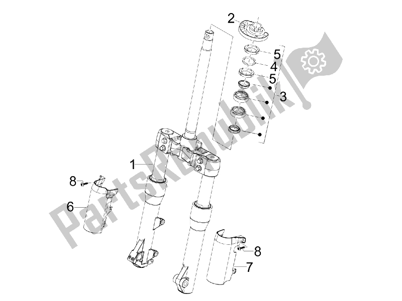 Toutes les pièces pour le Fourche / Tube De Direction - Palier De Direction du Piaggio Beverly 500 2005