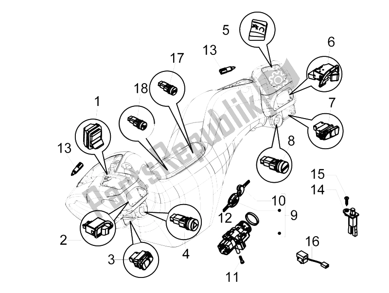 All parts for the C? Ng Ta? C - Nu? T Nh? N of the Piaggio MP3 400 IE LT Sport 2008