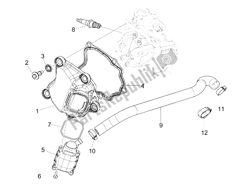 Tutte le parti per il Coperchio Della Testata del Piaggio BV 300 IE Tourer USA 2009