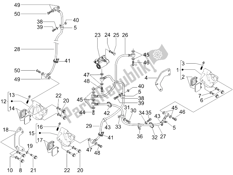 All parts for the Brakes Pipes - Calipers of the Piaggio Beverly 400 IE Tourer E3 2008