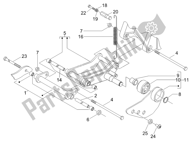 Tutte le parti per il Braccio Oscillante del Piaggio FLY 125 4T E3 2007