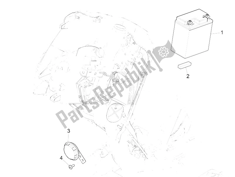 Todas las partes para Interruptores De Control Remoto - Batería - Bocina de Piaggio Medley 150 4T IE ABS Asia 2016