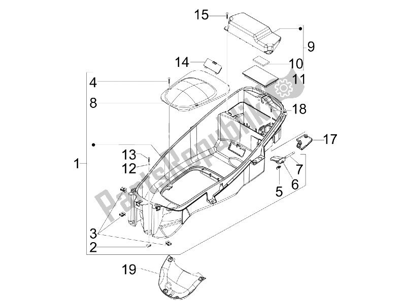 All parts for the Helmet Huosing - Undersaddle of the Piaggio X7 125 IE Euro 3 2009