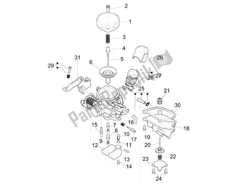 Toutes les pièces pour le Composants Du Carburateur du Piaggio Liberty 50 4T PTT B NL 2007