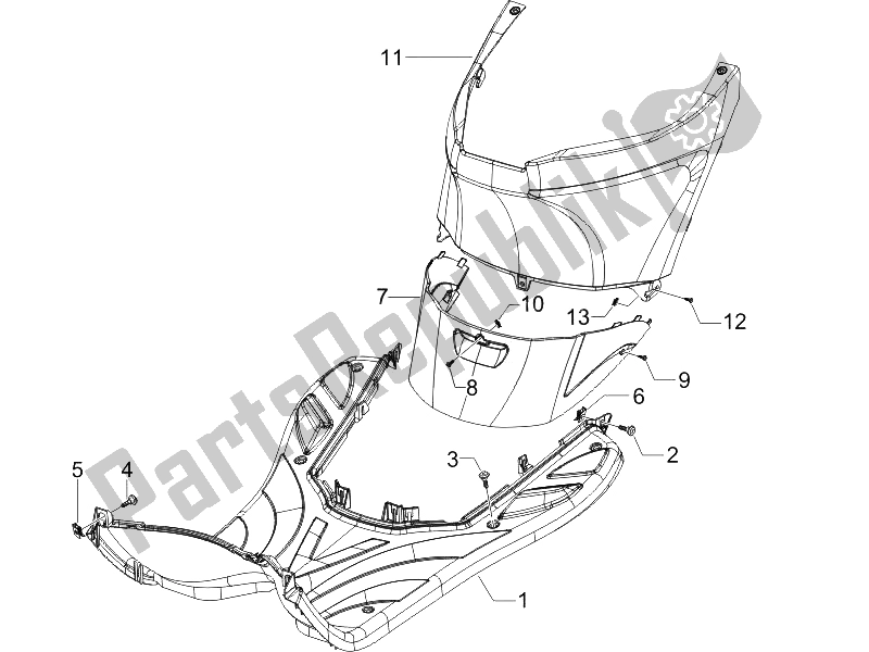 All parts for the Central Cover - Footrests of the Piaggio ZIP 100 4T 2006
