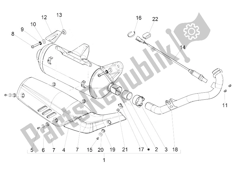 All parts for the Silencer of the Piaggio Beverly 300 IE ABS E4 EU 2016