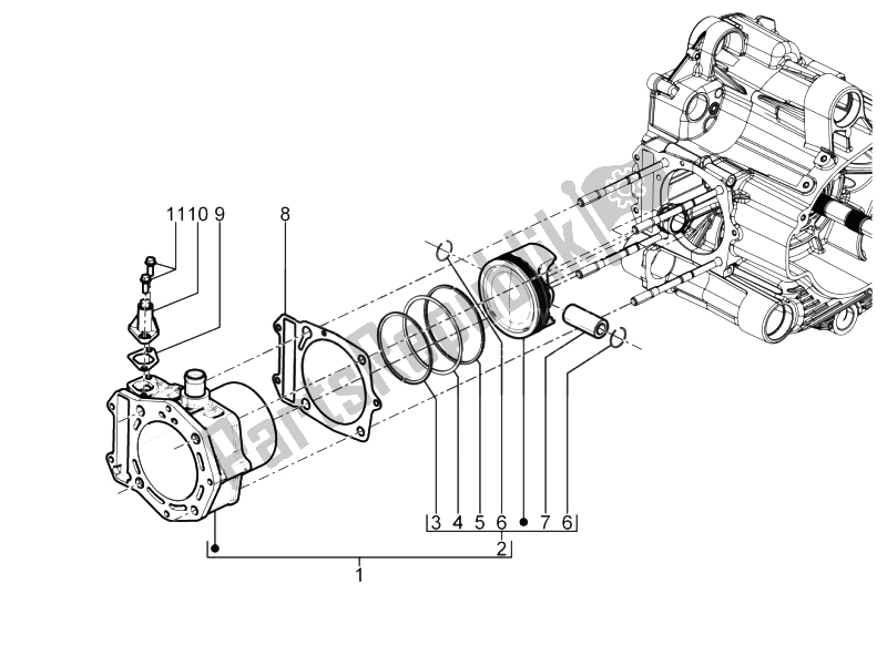 Toutes les pièces pour le Unité Cylindre-piston-axe De Poignet du Piaggio MP3 500 Sport Business ABS USA 2015