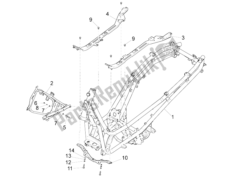 All parts for the Frame/bodywork of the Piaggio X 10 125 4T 4V I E E3 2012