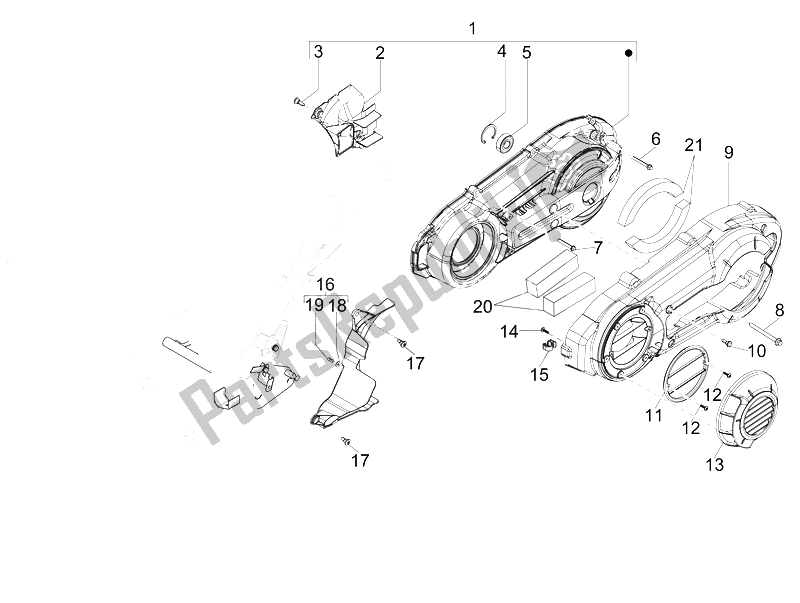 Toutes les pièces pour le Couvercle De Carter - Refroidissement Du Carter du Piaggio X9 500 Evolution USA 2006