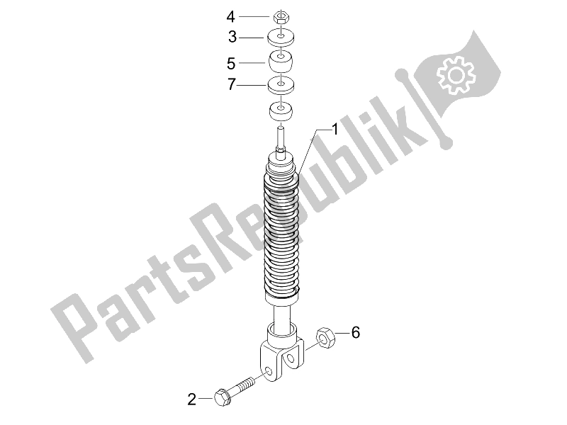 All parts for the Rear Suspension - Shock Absorber/s (2) of the Piaggio FLY 50 4T USA 2007