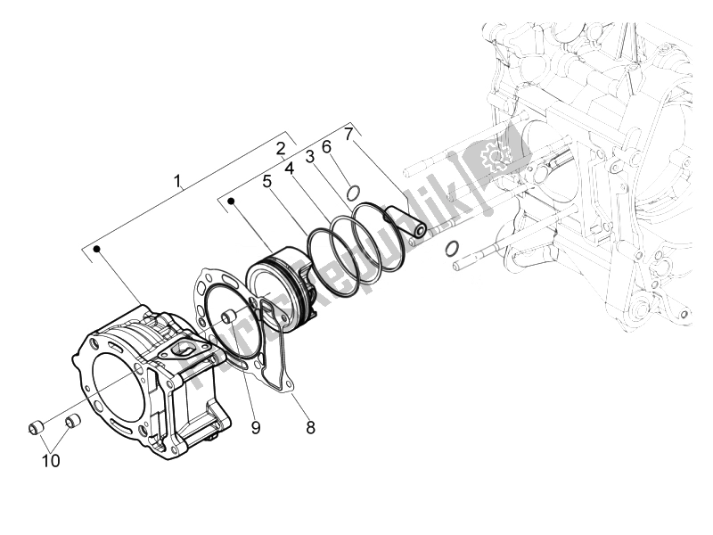 Toutes les pièces pour le Unité Cylindre-piston-axe De Poignet du Piaggio Beverly 125 RST 4T 4V IE E3 2010