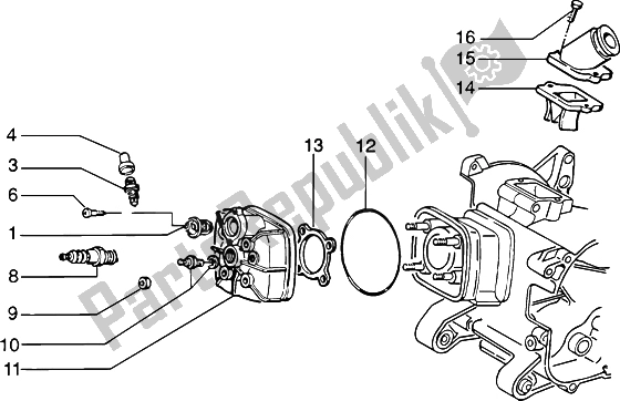 Tutte le parti per il Cappa Di Raffreddamento Della Testa Del Cilindro E Tubo Di Induzione del Piaggio ZIP SP H2O 50 1998