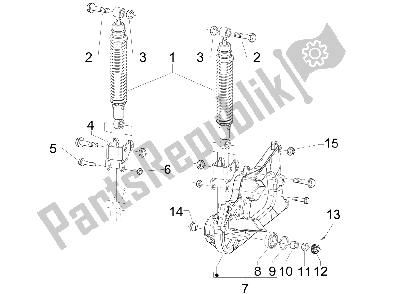 All parts for the Rear Suspension - Shock Absorber/s of the Piaggio BV 500 Tourer USA 2008